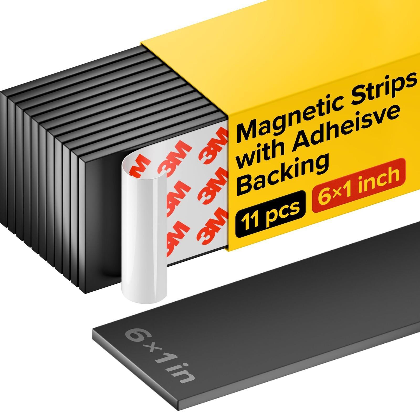 Magnetic Strips with Adhesive Backing - Magnetic Tape for Crafts -11 Pcs,6" X 1"