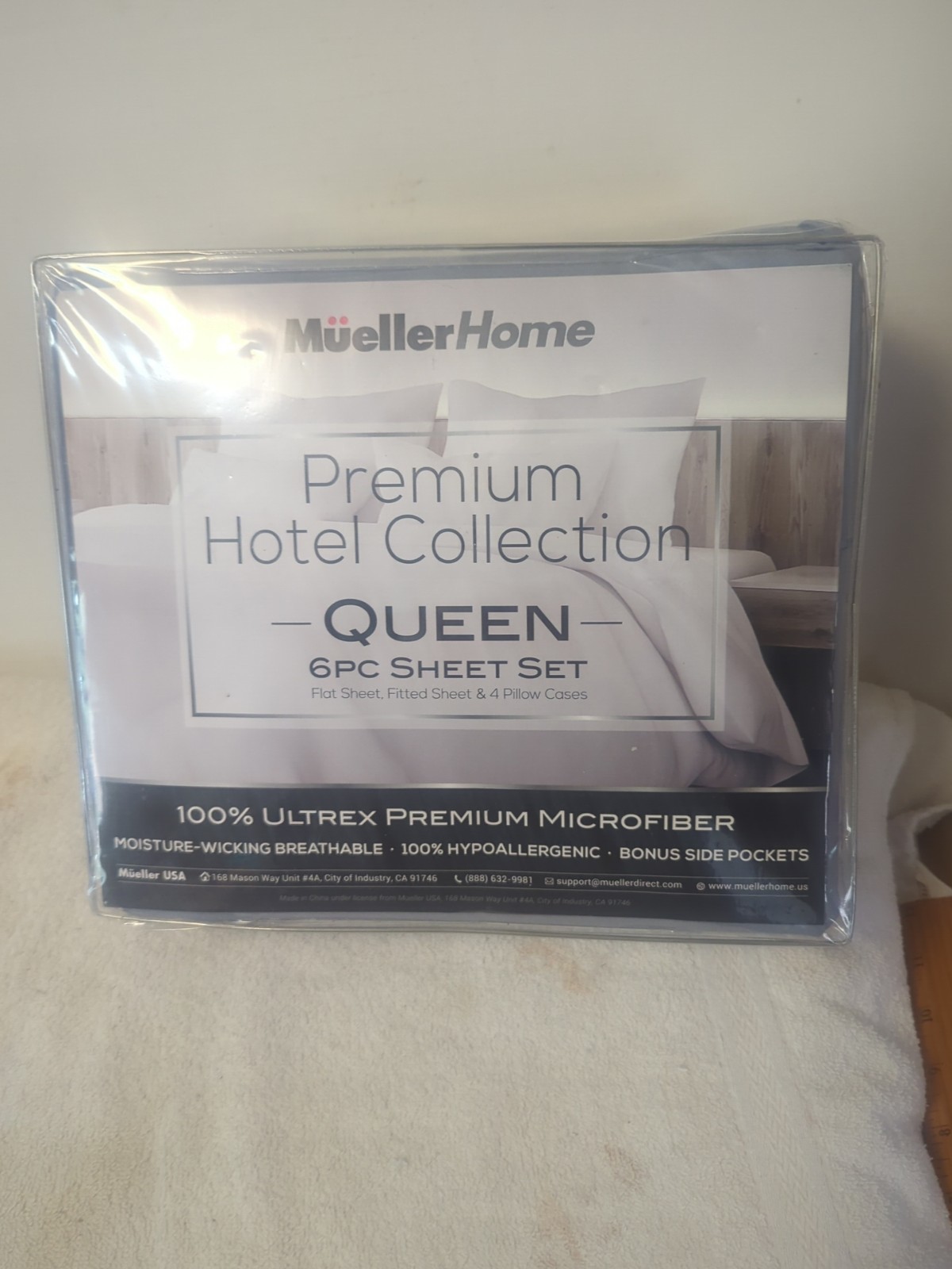Mueller Home Queen 6 piece Set 100%. Ul Trex Premium Microfiber, Light Gray