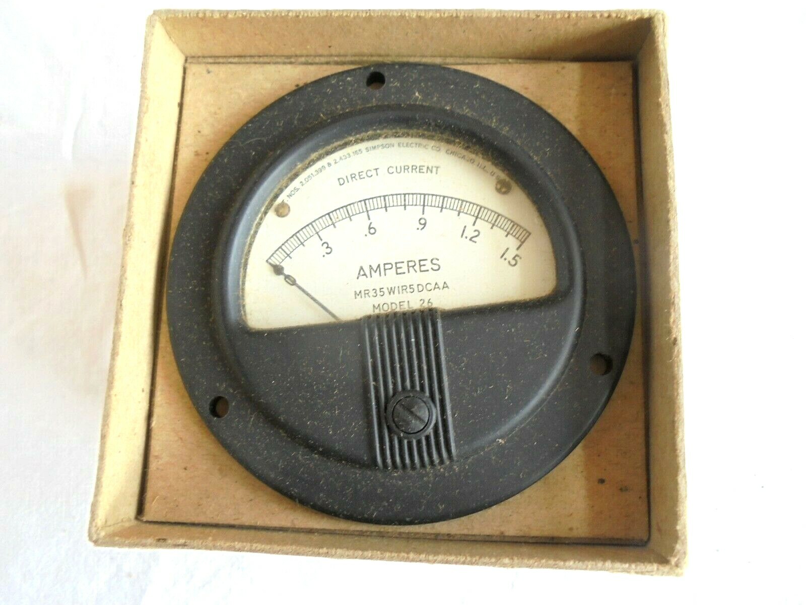 Vintage Simpson Meter / Dial Amperes ~ U.S. Navy? Model 26