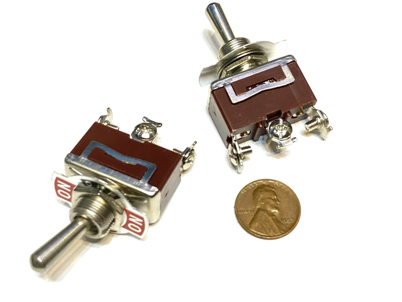 2 Pieces - RED 3 PIN Latching lock Toggle switch ON OFF ON 12v 125v C41