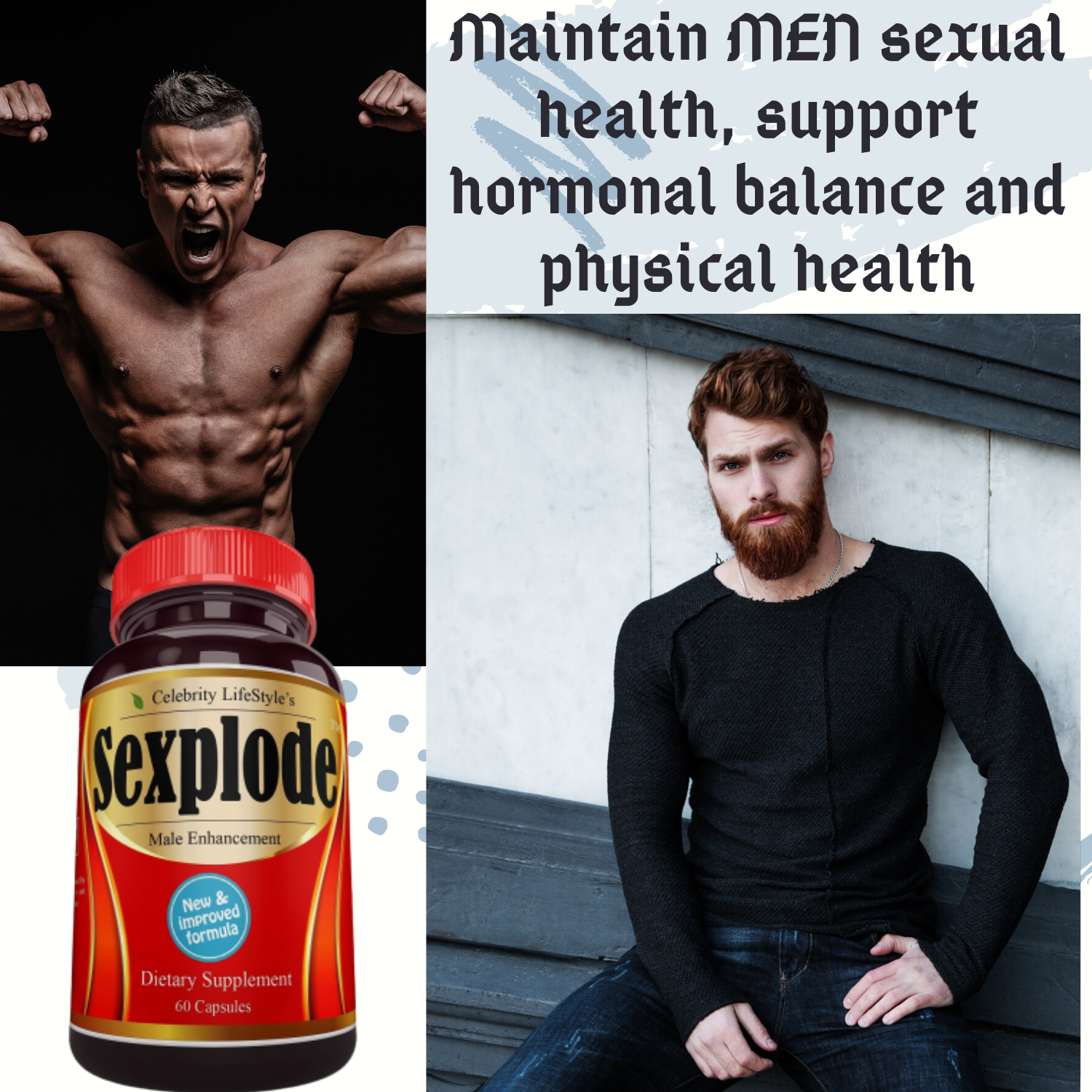 XXXplode for Men Male Enhancement, Testosterone Booster, Energy, Stamina - 60C