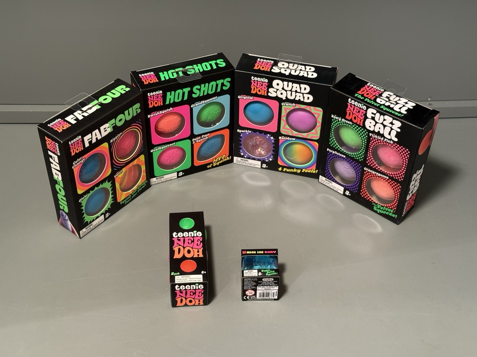 Lot of 4 New Nee Doh Teenie Fab Four, Hot Shots, Quad Squad, Fuze Ball & 3 & 1