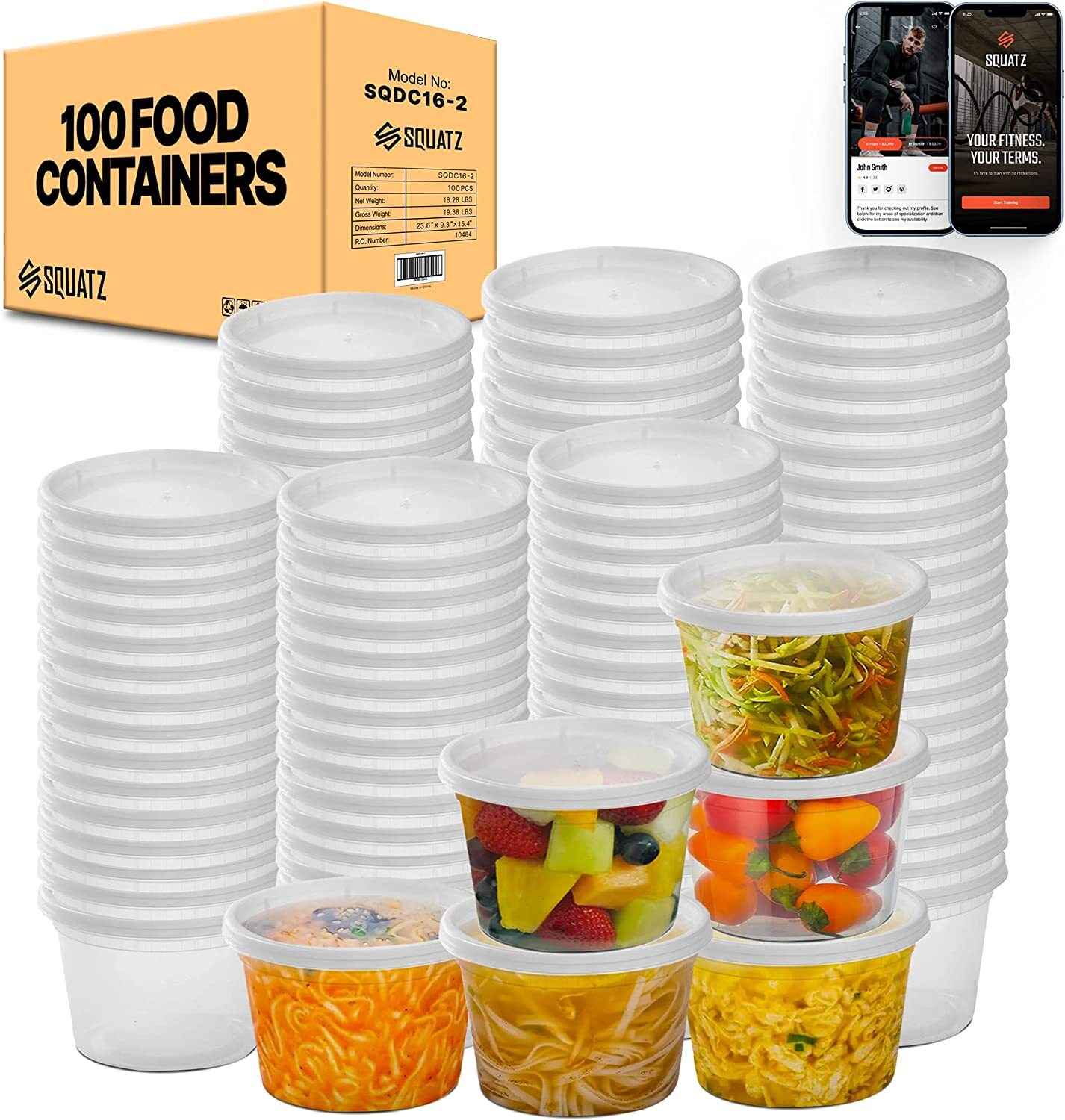 Squatz SQDC16-2 100 Microwaveable Soup Container Food Storage