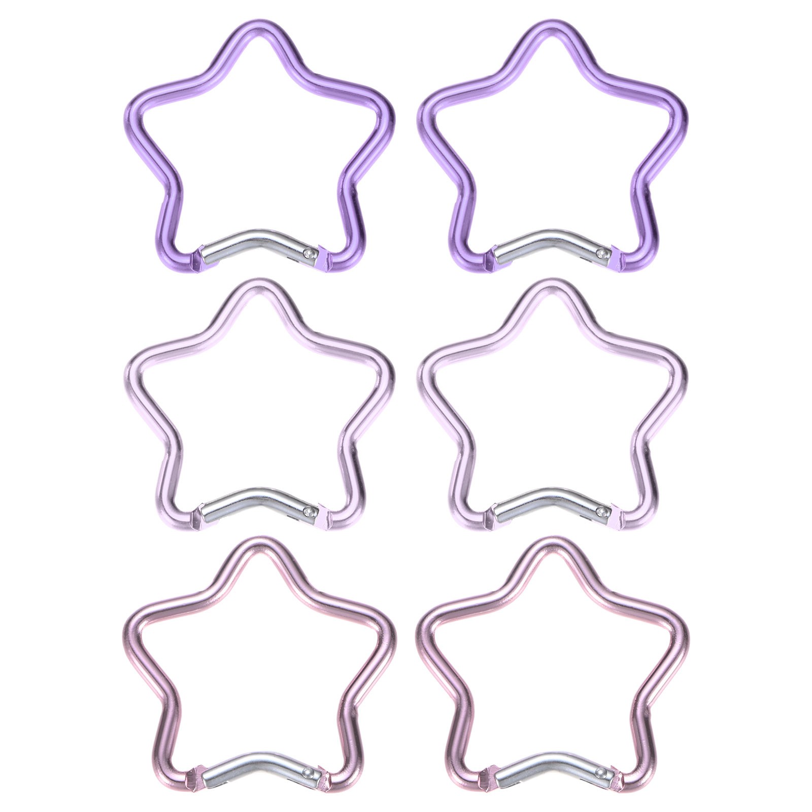 Star Shaped Snap Clip [6 Pack] - Keychain Clip [Pink/Light Pink/Purple]