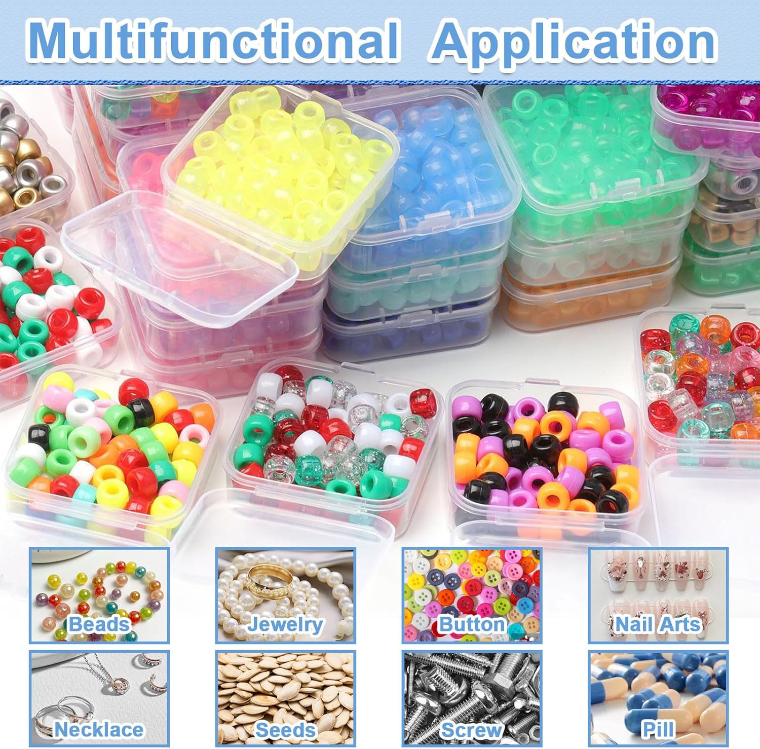 Bead Organizer Box, 62 Pcs Small Beads Organizers, with Classification Tags and