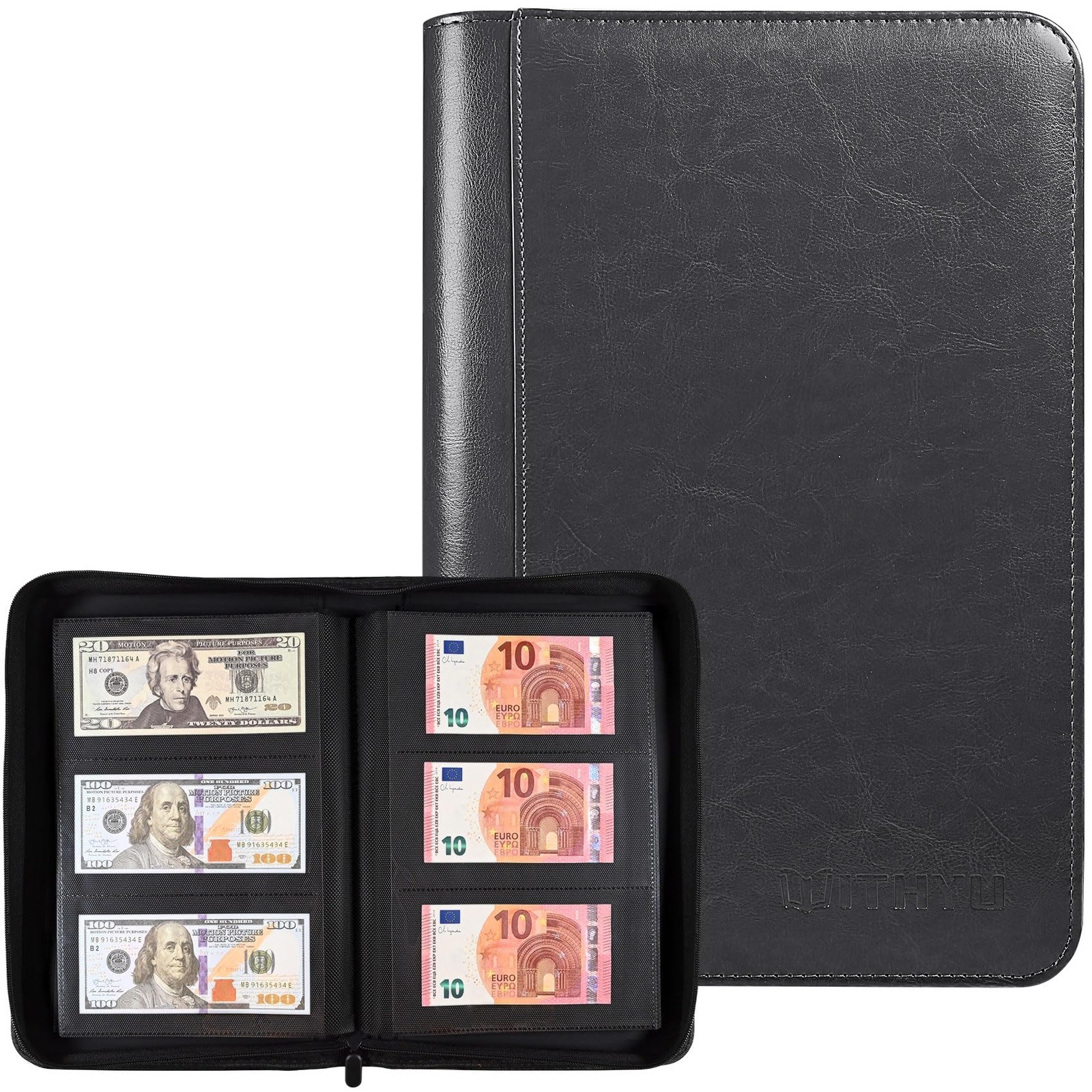 Banknote Collection Album with 180 Pockets – WITHYU Ringless Currency Black