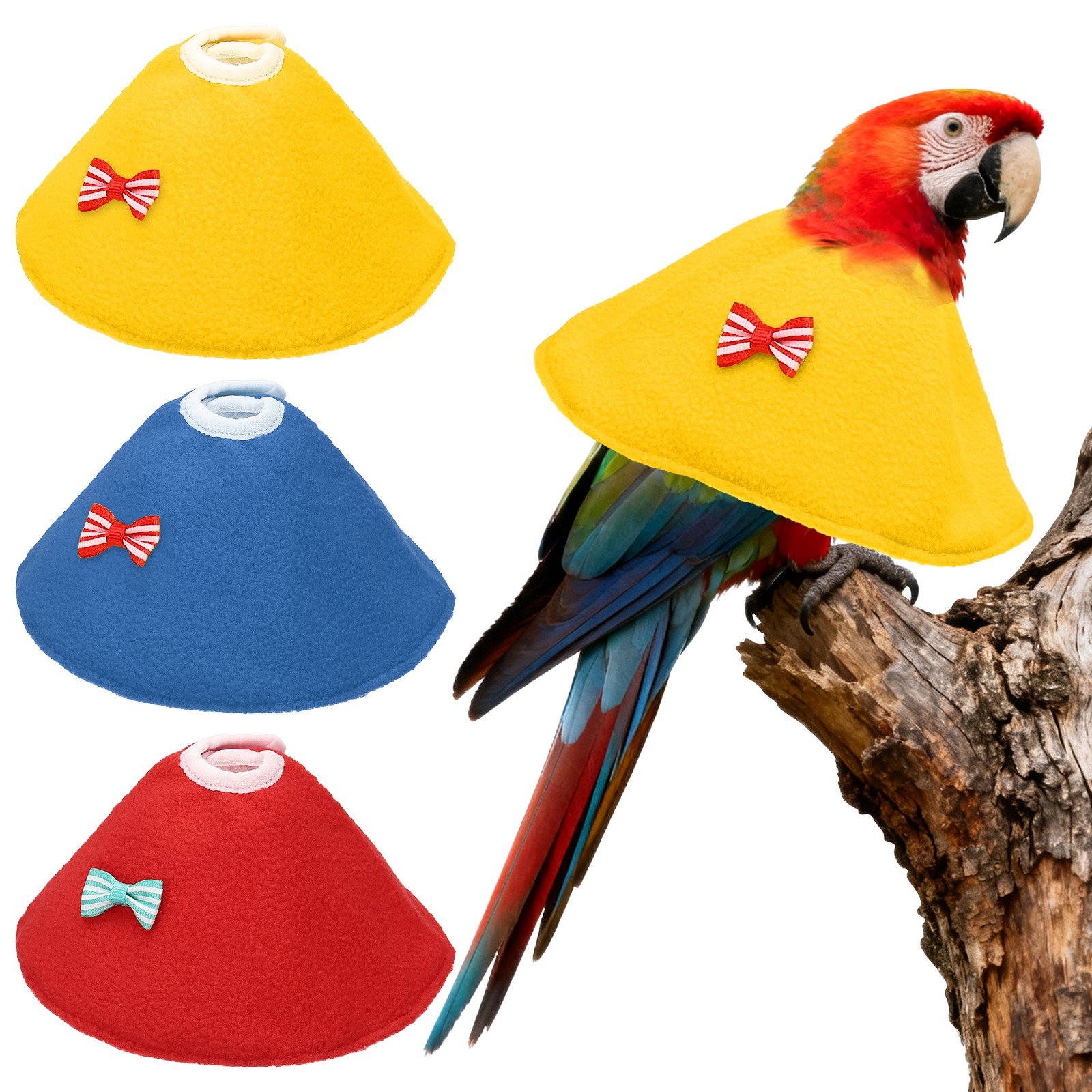Bird Collars Bird Cone Collar Protective Cones (Yellow/Blue/Red, L, 3 Pcs)