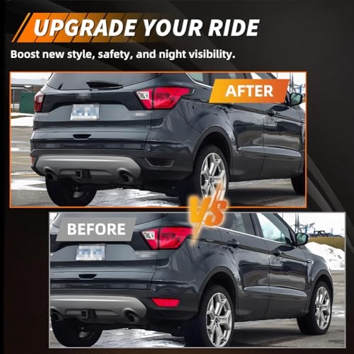 Rear Bumper Reflector Compatible with Fo-rd Escape 2013-2019, [DOT] Smoked Lens