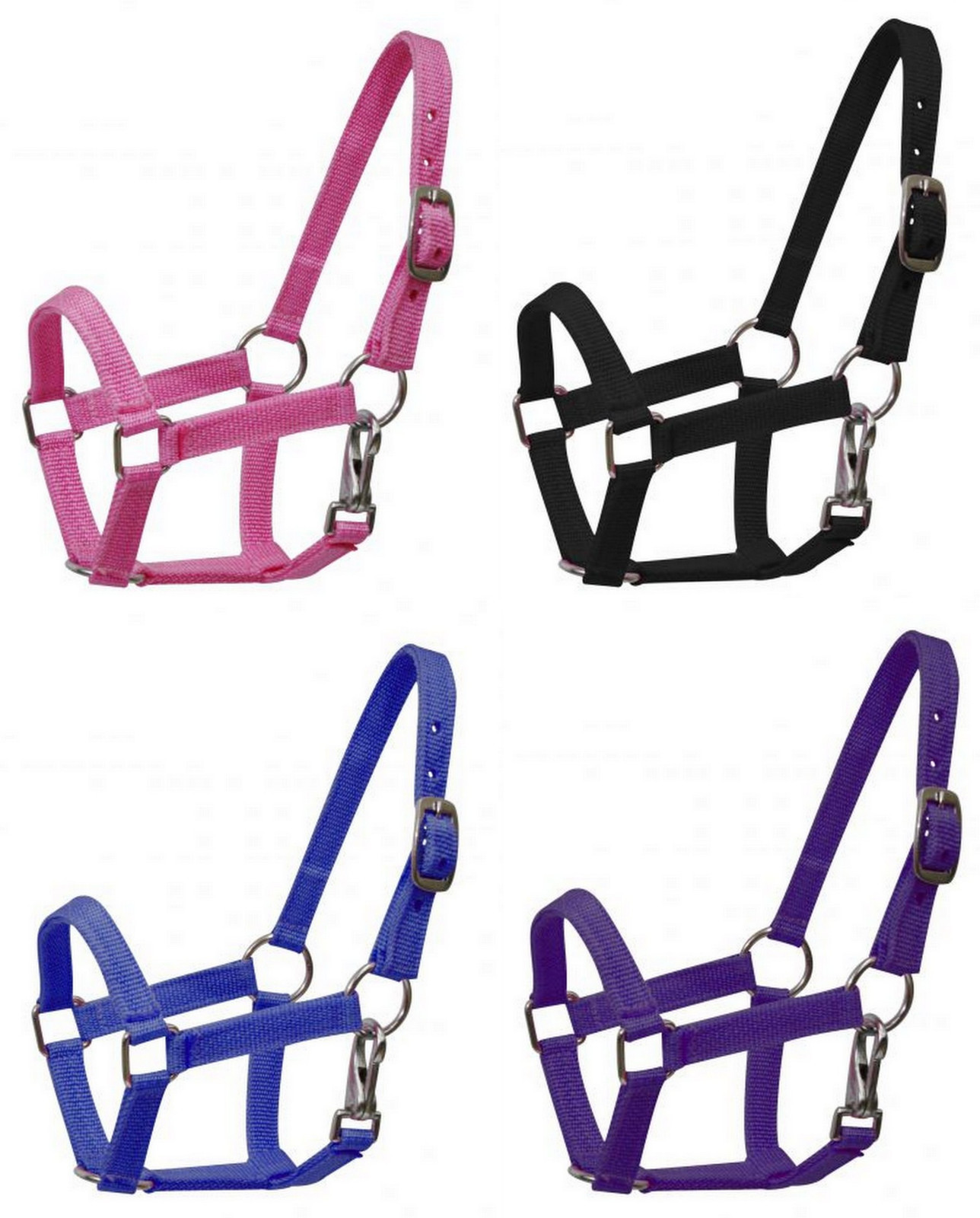 PONY SIZE Horse Heavy Nylon Halter Choice of: Green  - Purple - Red Color