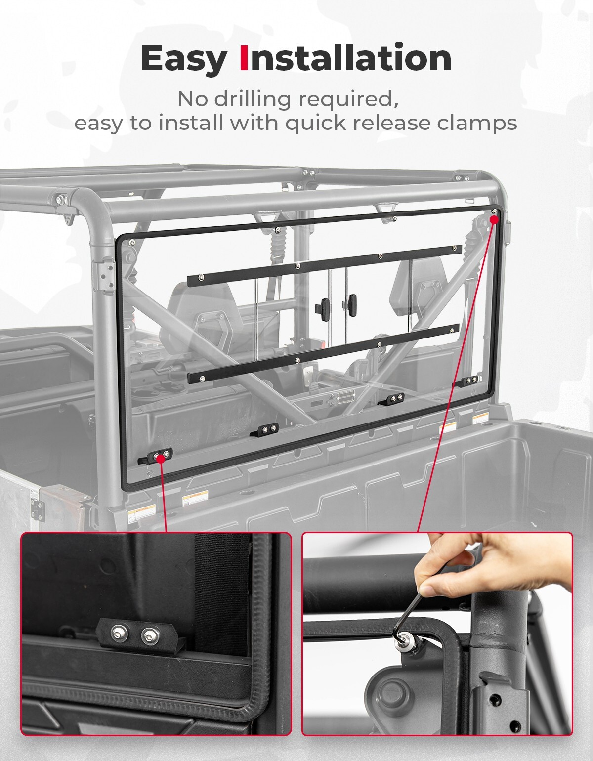 2-IN-1 Vented Rear Window Windshield Panel for CFMOTO UFORCE 1000/XL 2019-2024