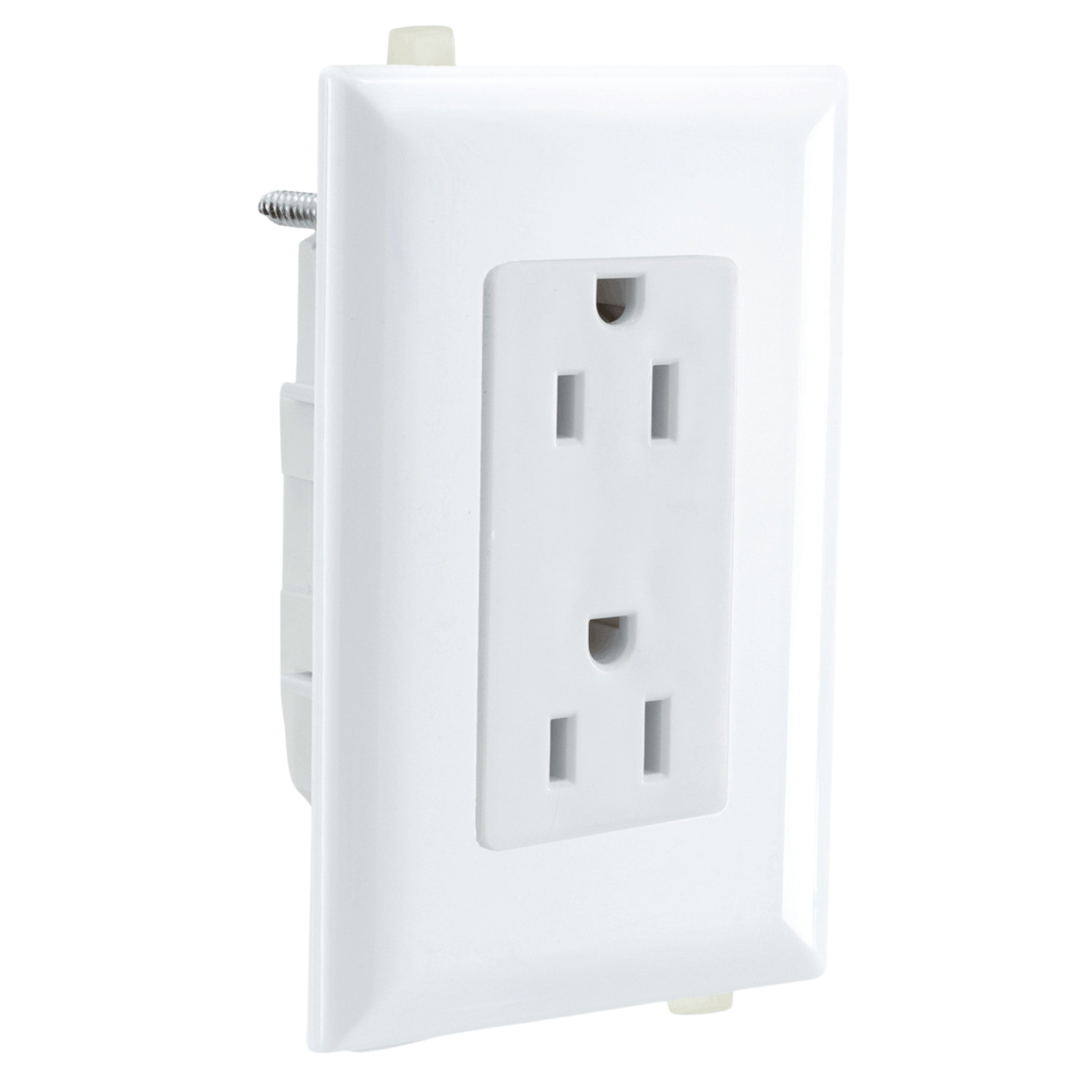 RecPro Dual Outlet Receptacle with Snap On Cover Plate - Black or White 125V 15A