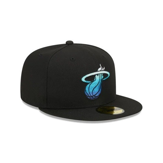 New Era 59Fifty Black Miami Heat Metallic Gradient Tan Under Visor - NWT - 7 1/2