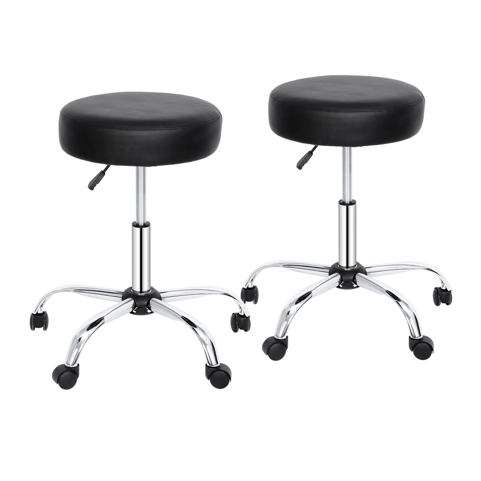 2PCS Adjustable Multi-Purpose Drafting Spa Bar Rolling Stool with Wheels Black