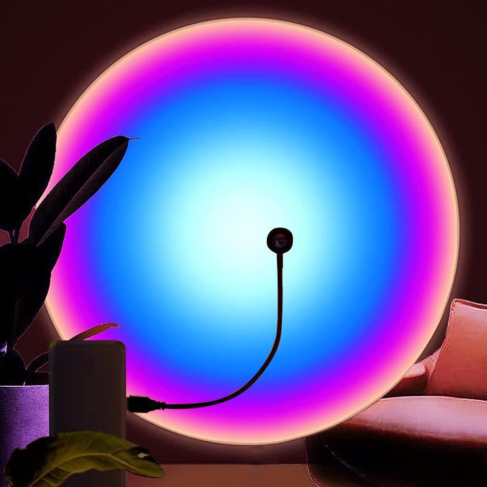 Sunset Lamp, LED Projection Night Light 360 Degree Rotation Romantic Rainbow Lig