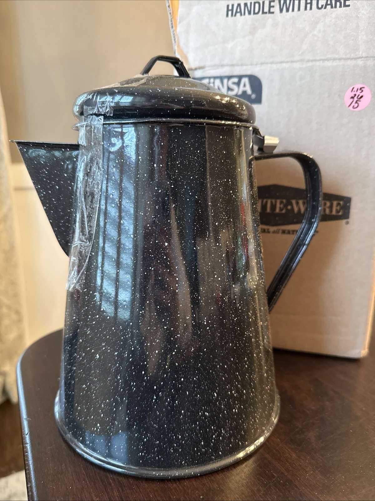 Granite Ware Coffee Boiler, 12 Cup - Speckled Black