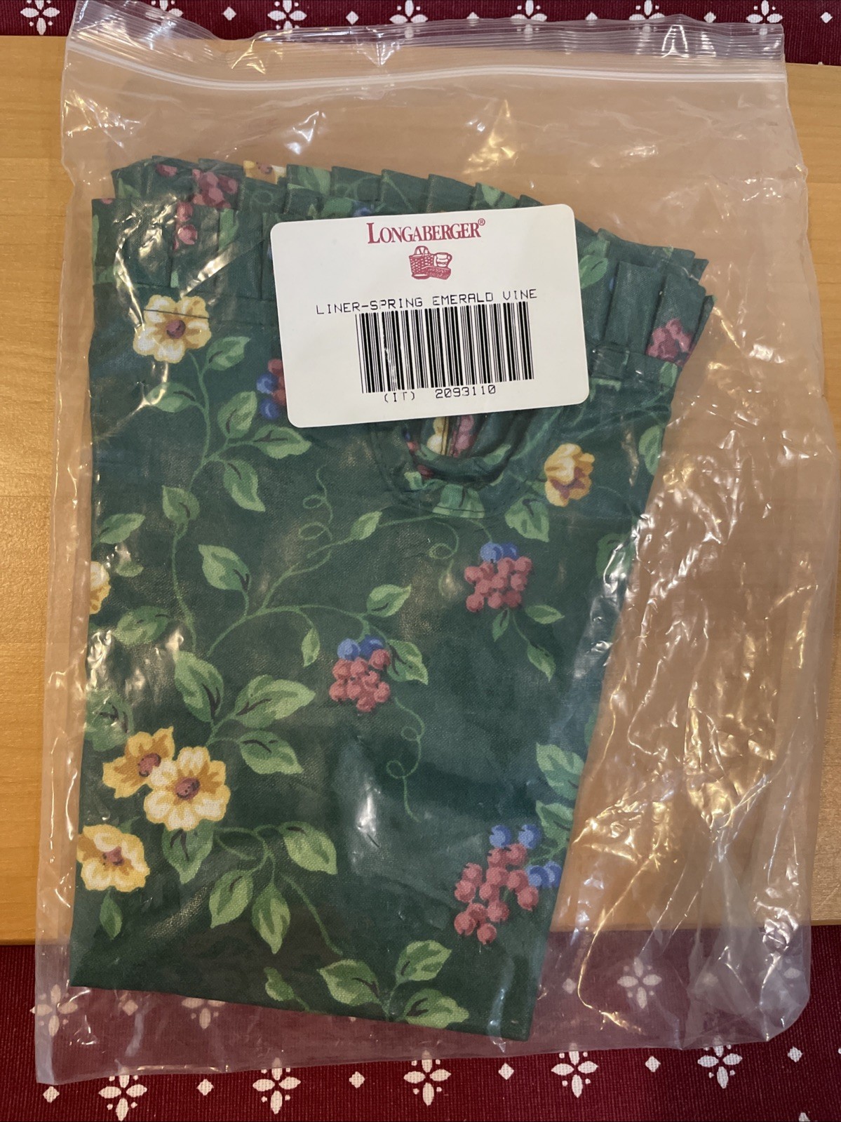 Longaberger Spring Liner Emerald Vine
