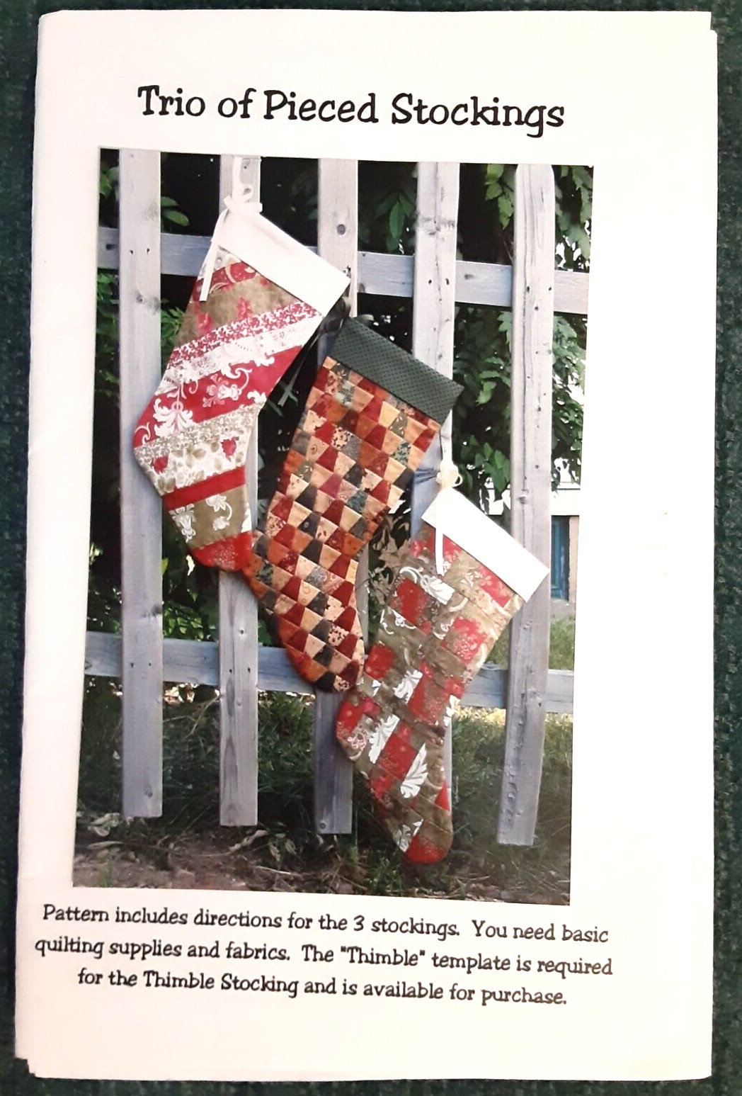 TRIO OF PIECED STOCKINGS Pattern Sewing Craft Christmas Project (H)