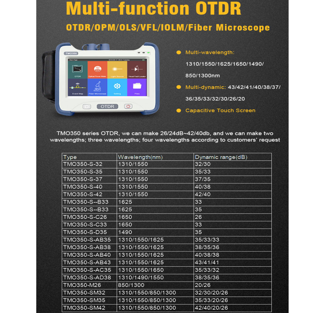 Good Performance Multifunctional Fiber Optic OTDR TMO350