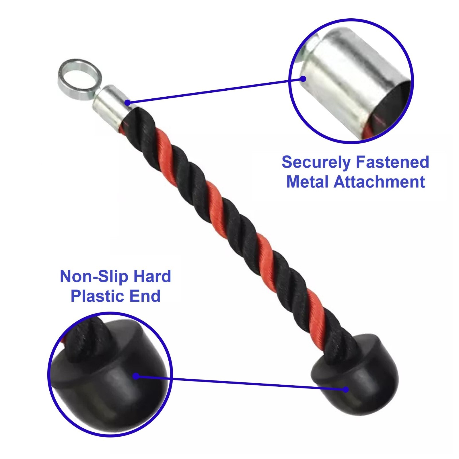 Tricep Rope Single Press Push Down Fitness Gym Cable Machine Attachment Exercise