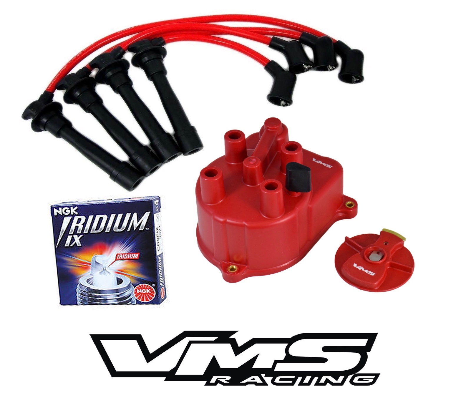 VMS RACING DISTRIBUTOR CAP ROTOR WIRES NGK SPARK PLUG 94-01 INTEGRA B18 NON VTEC