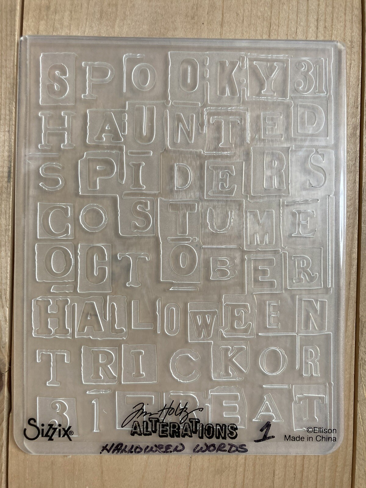 Tim Holtz Sizzix Texture Fades  Embossing Folder 3-D - Halloween Words