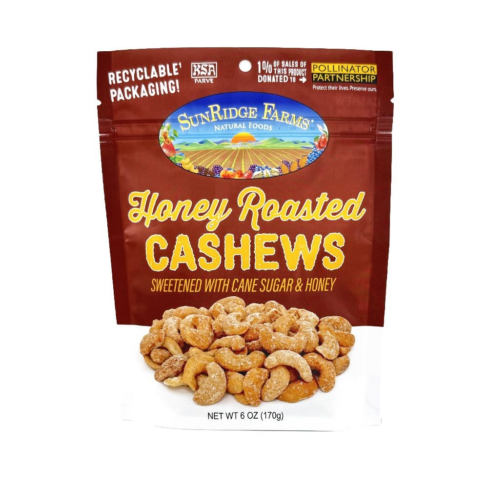 Sunridge Farms Honey Roasted Cashew Halves - Premium Snack, Gluten-Free,