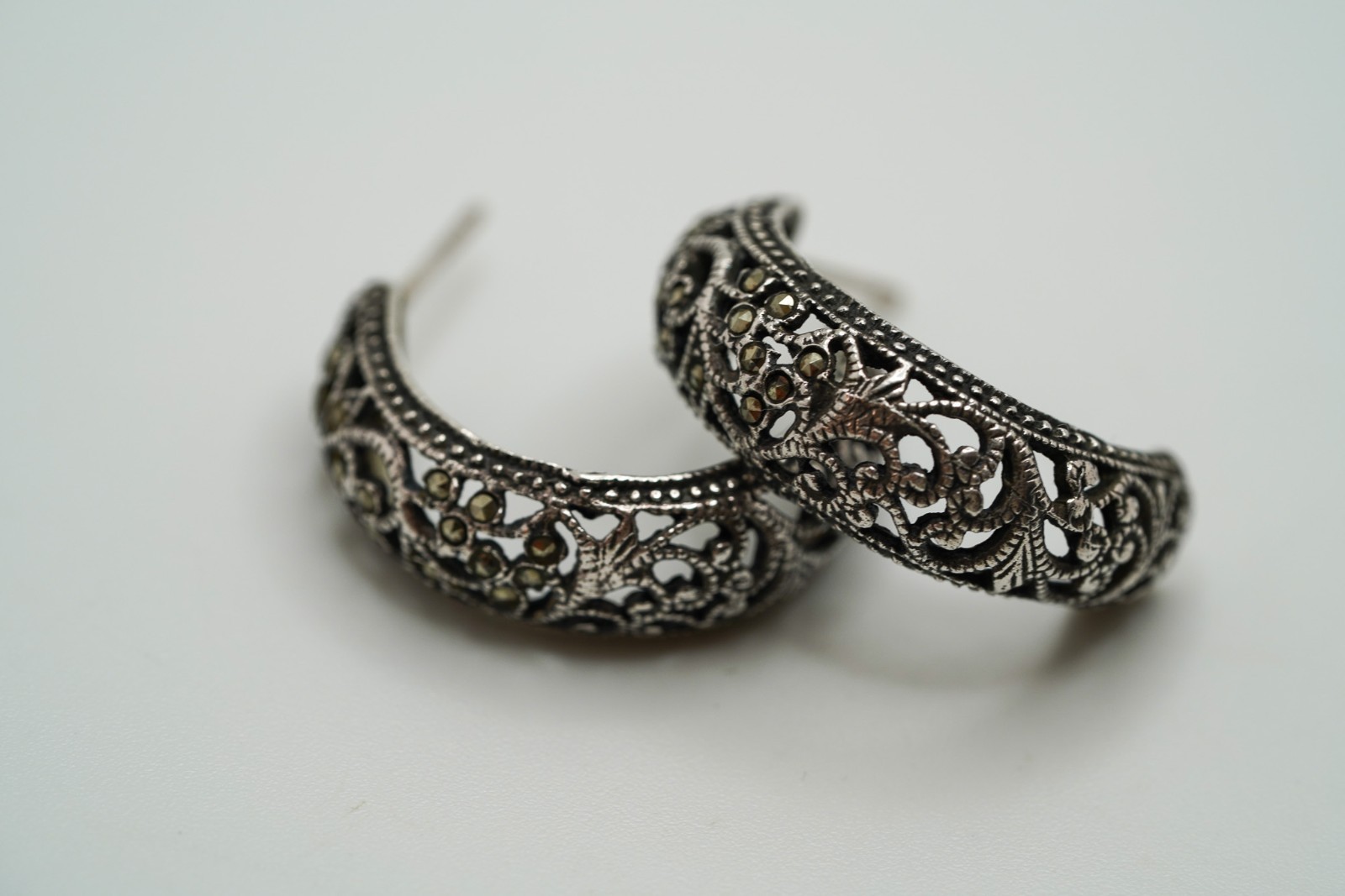 Vintage Sterling Silver Hoop Earrings 2.4cm EB3