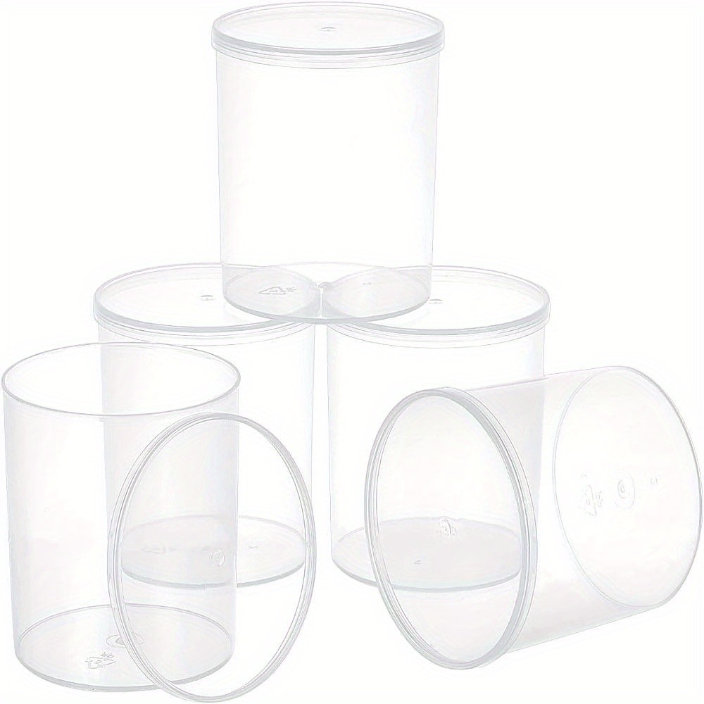 5pcs Transparent Column Plastic Bead Containers with Hinged Lids 8x8.3cm Plastic
