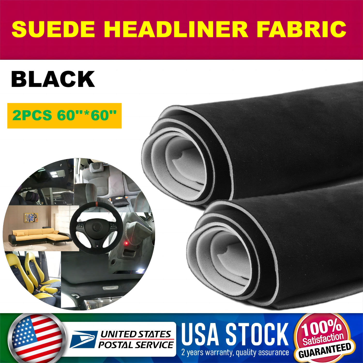 60x120inch Car Headlining Faux Suede Fabric for Interior Headliner Trim Door