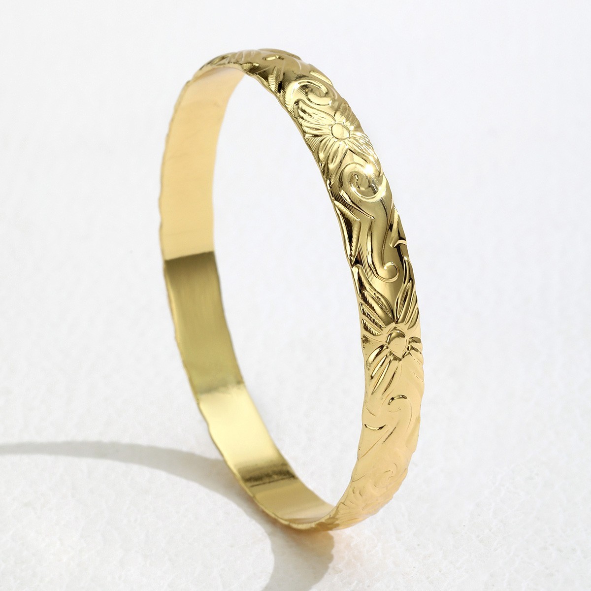 Gold Hawaiian Plumeria Bangle Bracelet