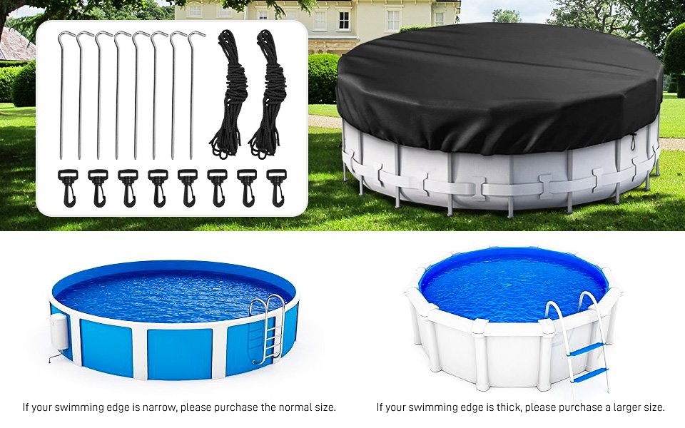Windproof Circular Pool Cover with Accessories For Ground Pool 21Ft Diameter