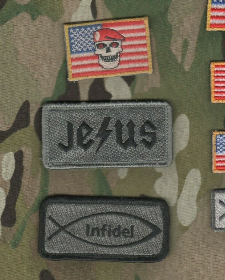 Syria-Iraq GREEN BERET SP OPS ADVISERS vêlkrö SET: SKULL Flag + JESUE + INFIDEL