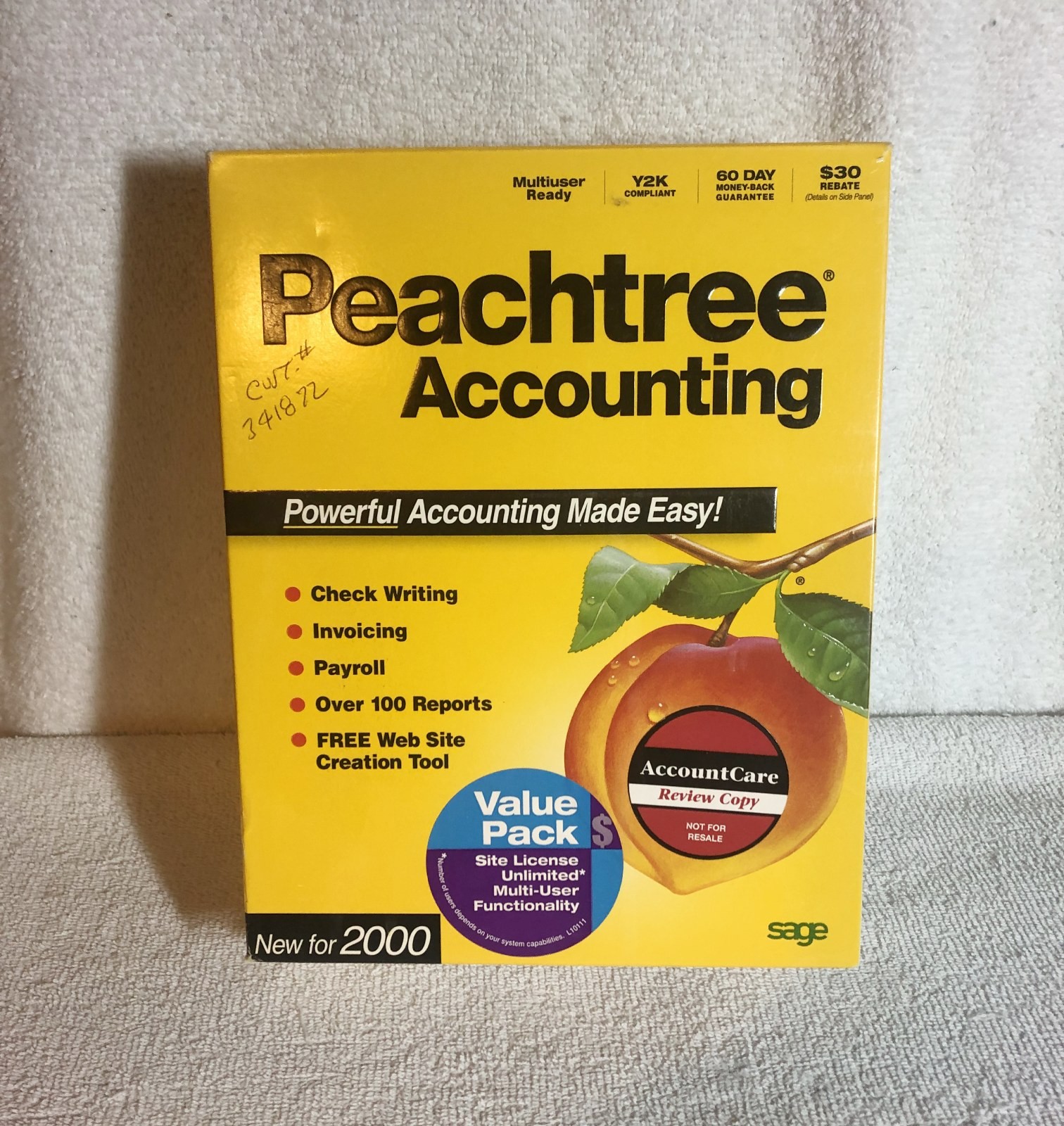 Vintage Peachtree Accounting 2000 7.0 BIG BOX Software Review Copy