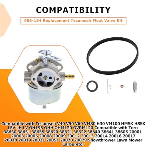 056-154 Replacement Tecumseh Float Valve Kit, Carburetor Needle Seat Bowl