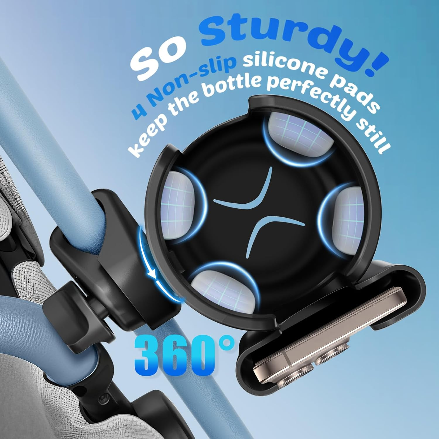 Cup Holder for Walker: Stroller Cup Holder Attachment w/ Phone Holder Wheelchair