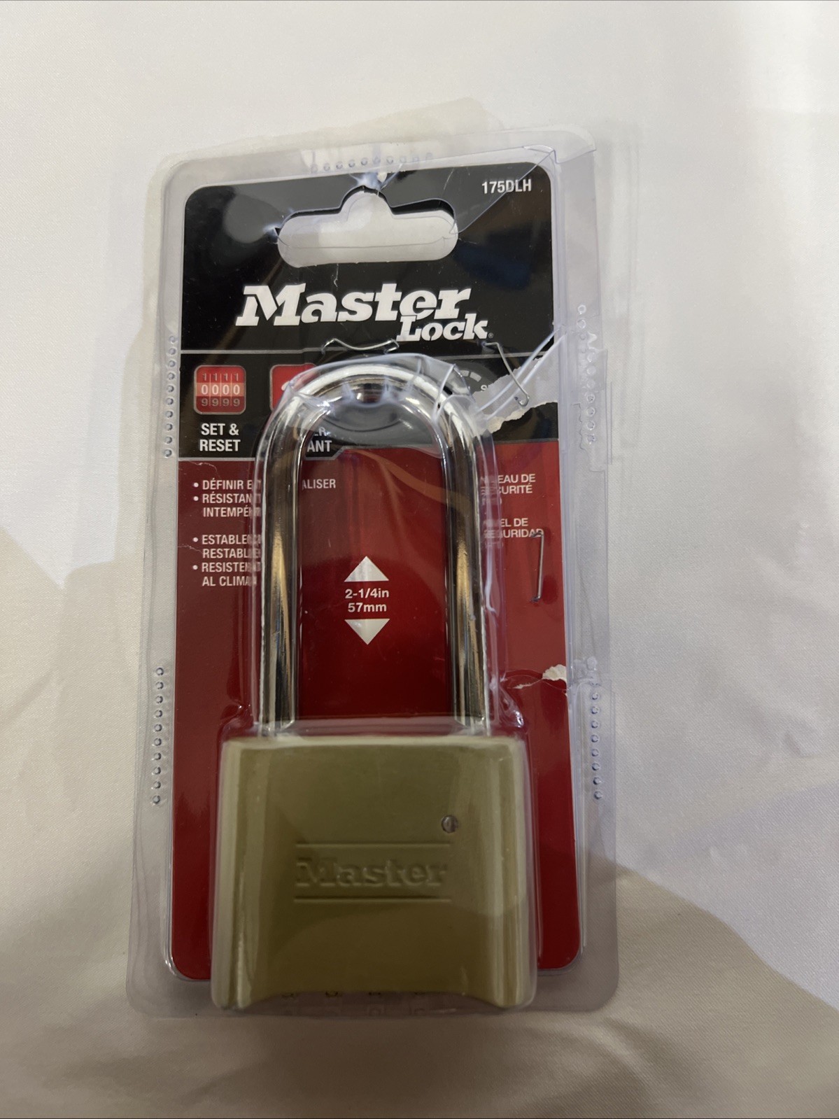 Master Lock 175DLH Brass Resettable Combination Padlock 2x2-1/4 Inches