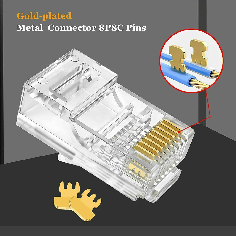 1000PCS CAT6 RJ45 Pass Through Network Cable Modular Plug Connector Open End