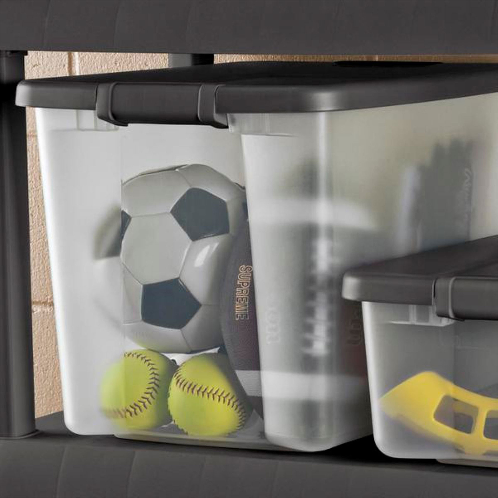 Sterilite ShelfTotes 50 Quart Clear Latched Plastic Storage Container, (6 Pack)