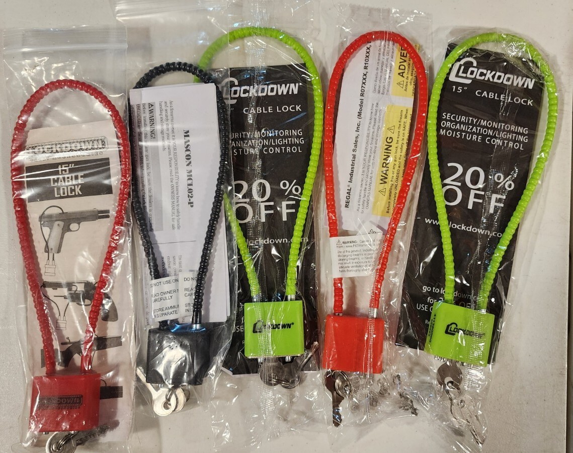 Firearm Handgun Rifle Shotgun Gun Cable Lock 15" Lockdown Brand New 5 Locks