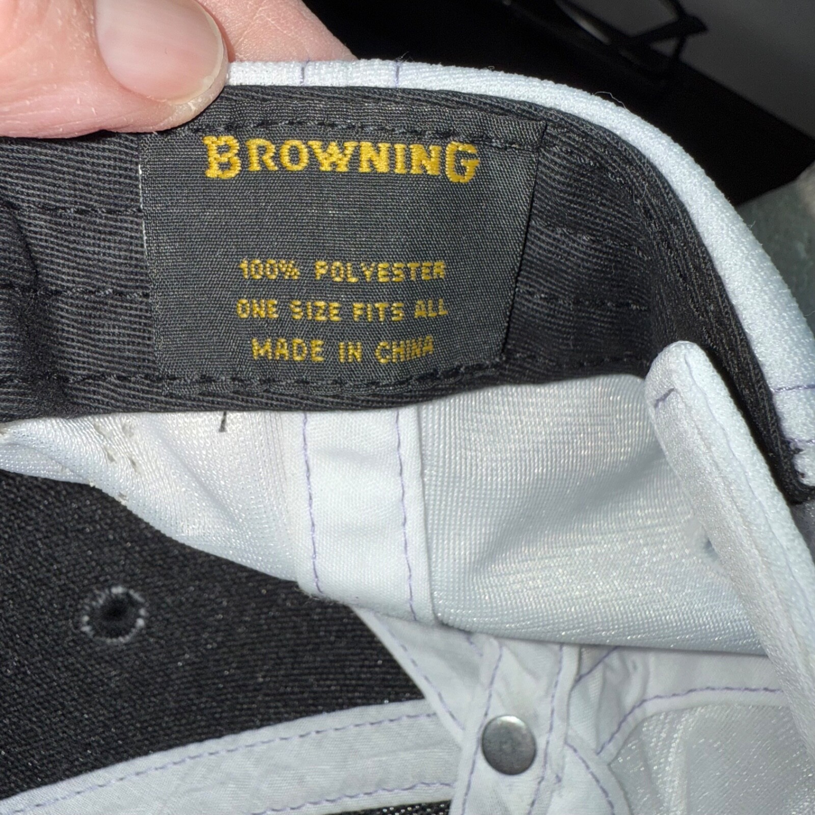 Browning Logo Black Purple White Hat Cap Hook Loop Vent Holes on Sides EUC