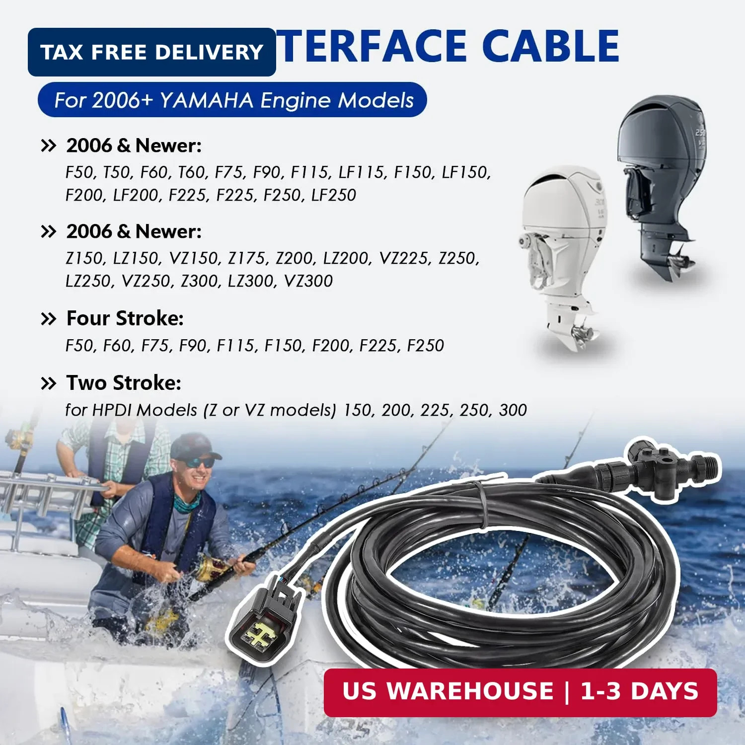 Replace for Yamaha Engine Interface Cable with T-Connector, for Yamaha 2006 & Ne