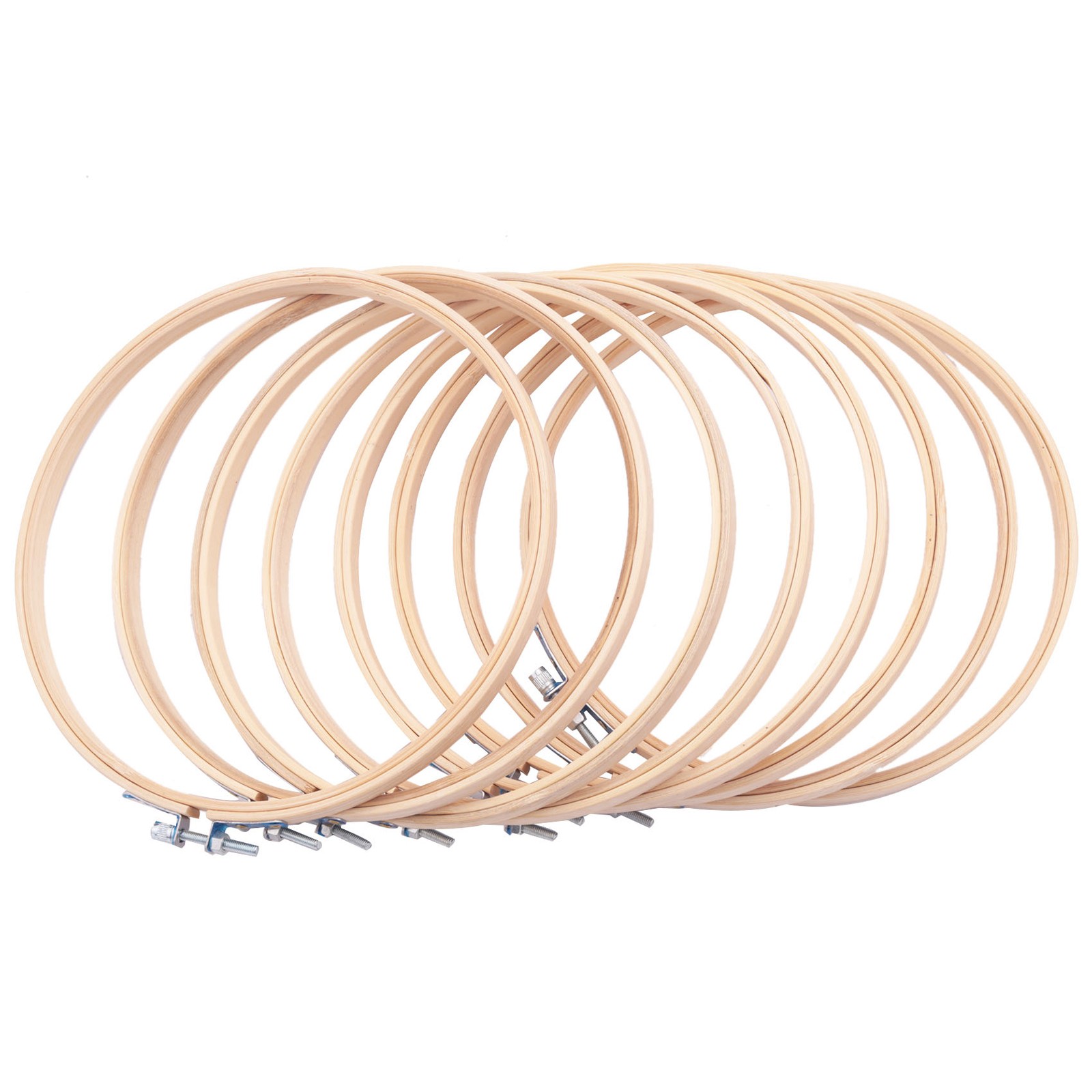 8 Pieces 8 Inch Wooden Round Embroidery Hoops Adjustable Bamboo Circle9307