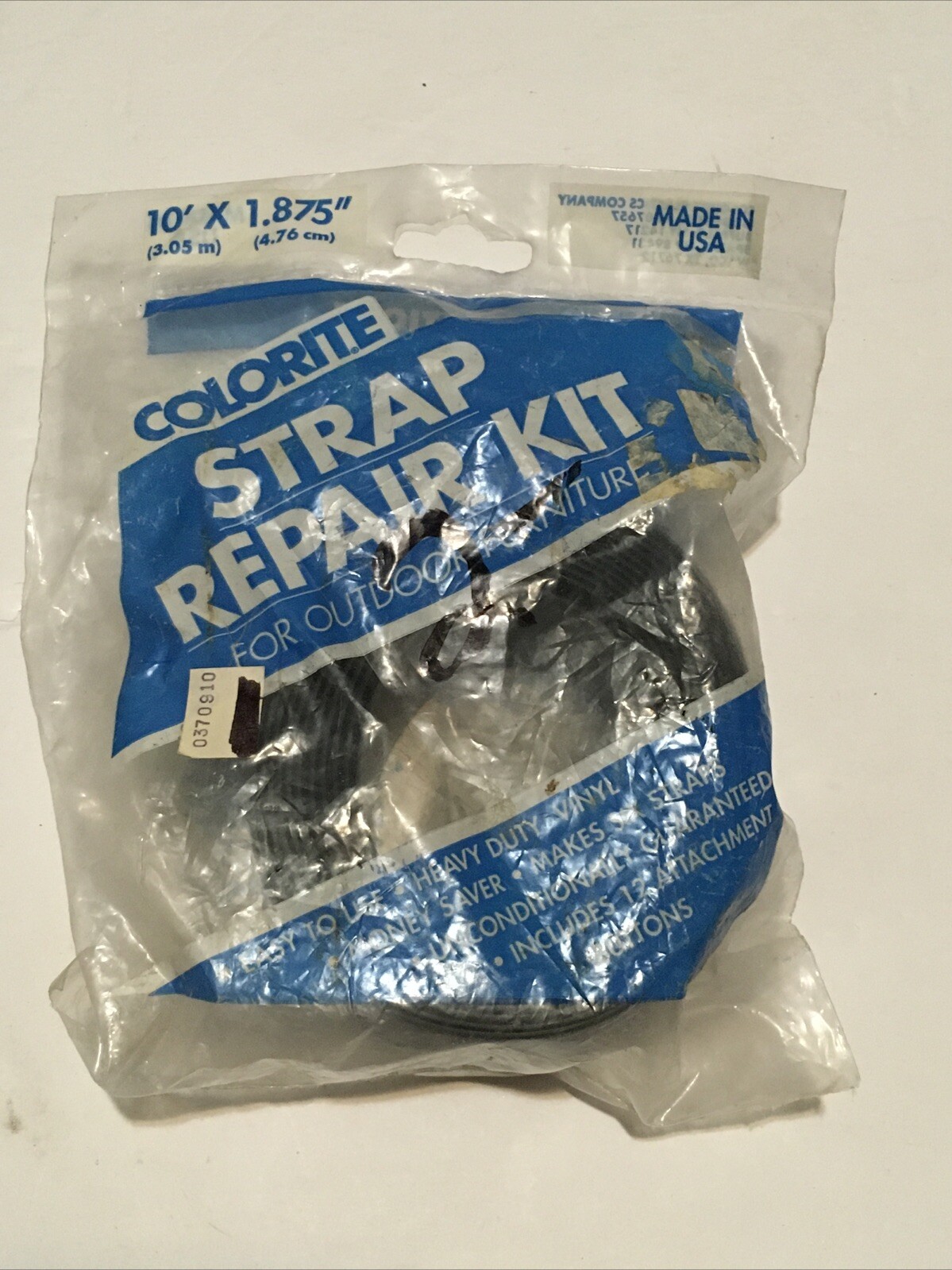 Lawn Chair Blue Vinyl Furniture Strap Repair Kit With 10 Plugs NIP Sealed