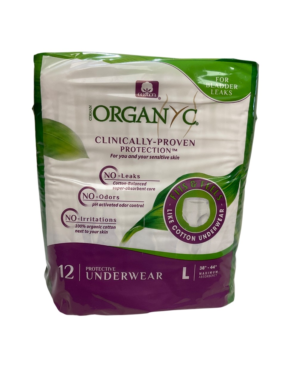 Organ(y)c Light Incontinence Bladder Control Underwear - Large - 12 count
