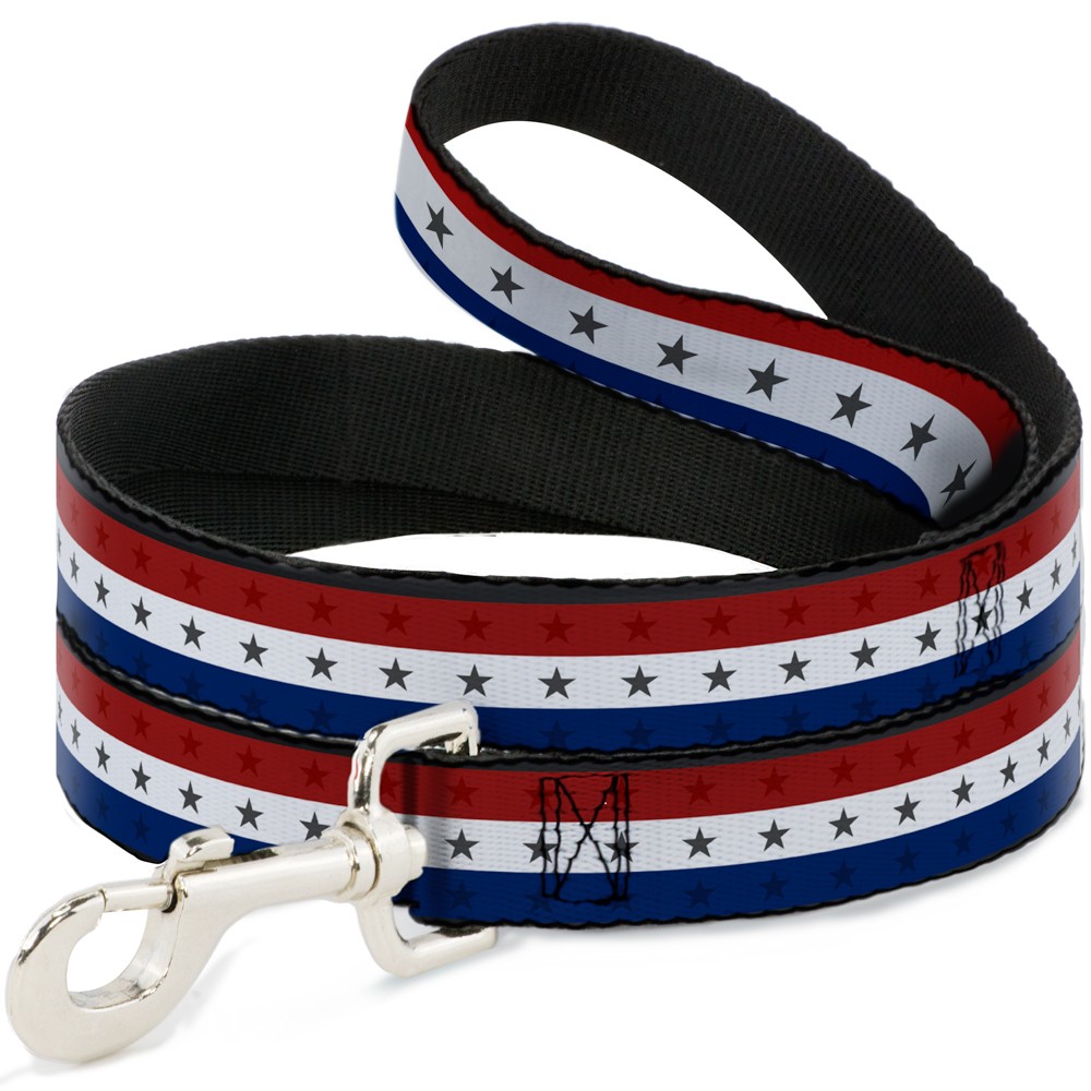 Dog Leash Americana Star Stripes Red/White/Blue NARROW 0.5"