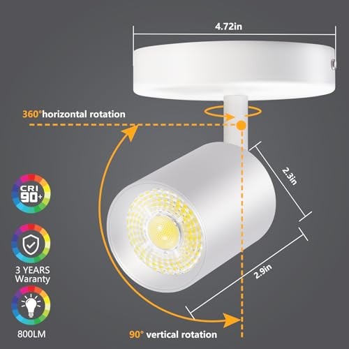 Flush Mount LED Ceiling Spotlight Dimmable Adjustable 2 Pack(3000K) White
