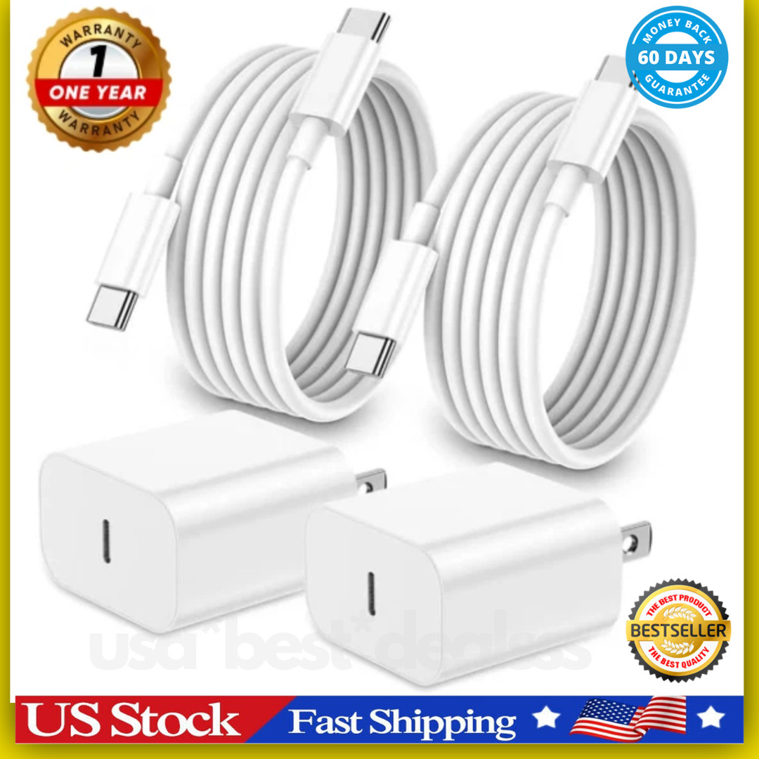 2 Original Carga Rapida USB-C De 20W Cargador Para iPhone 17 16 15 Pro Max Plus