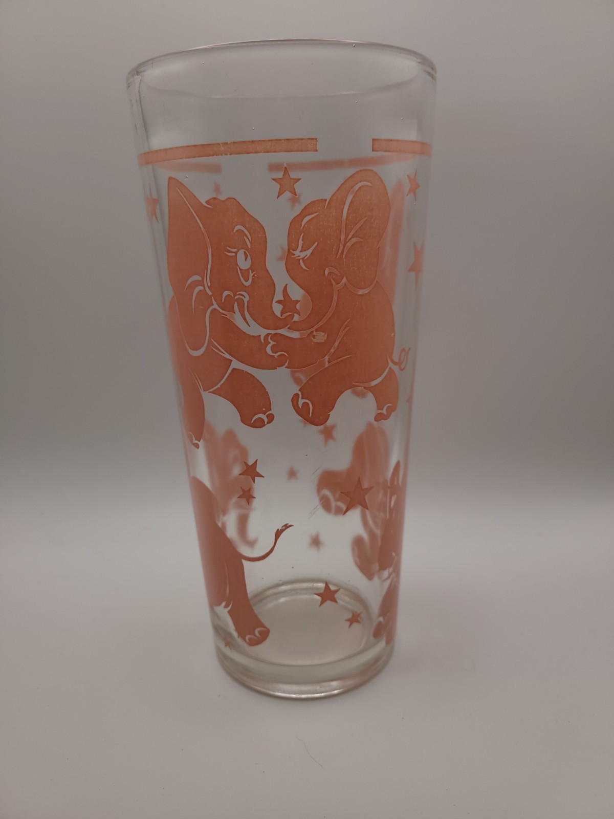 VTG MCM Retro Glass Cocktail Shaker Pink Elephants Atomic Stars Barware no lid