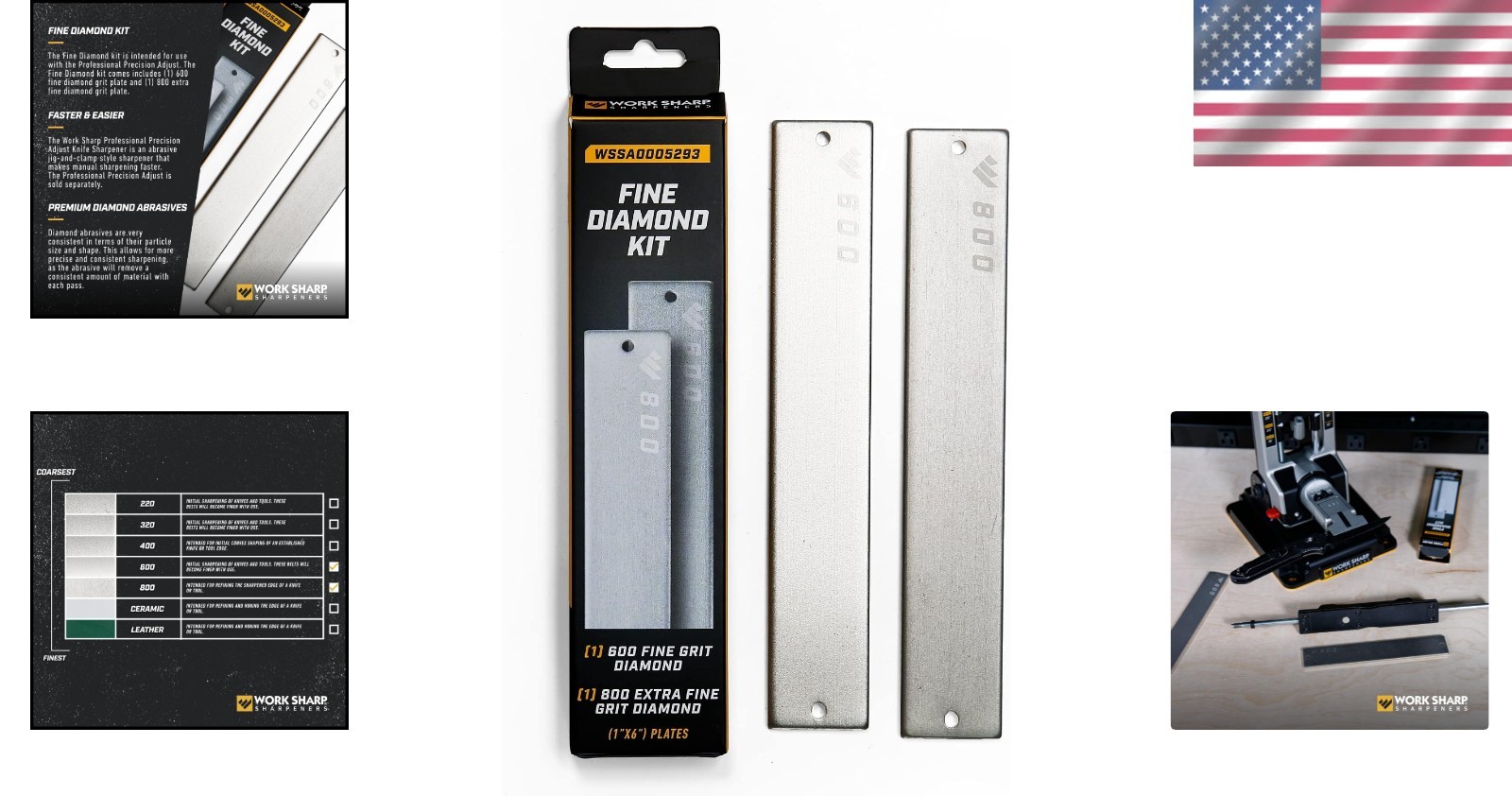 Work Sharp Precision Adjust Fine Grit Diamond Abrasive Kit | USA-Made Quality