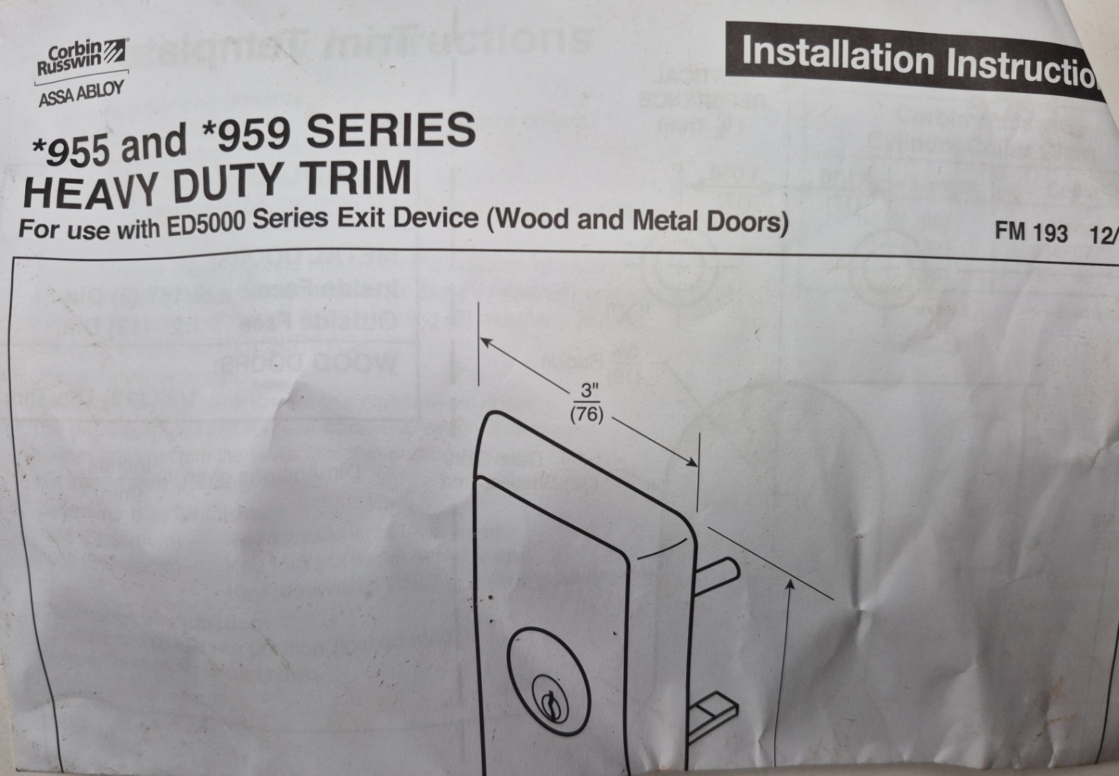 Corbin Russwin 955/959 Series Heavy Duty Trim Exit Device ED5000 Compatible New